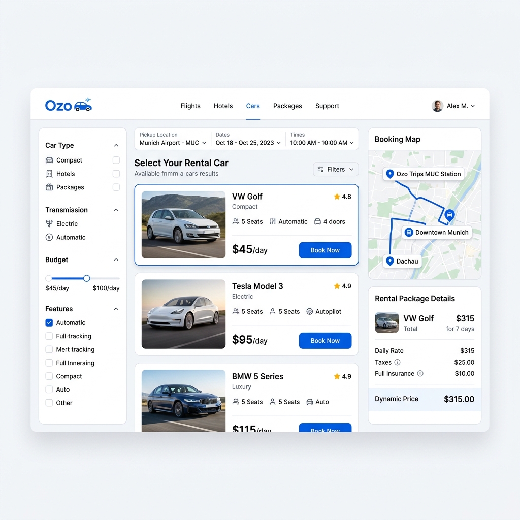 Ozo Trips Car Rental Mockup