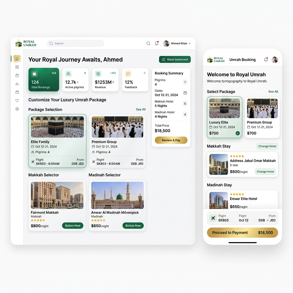 Royal Umrah Booking Engine Mockup
